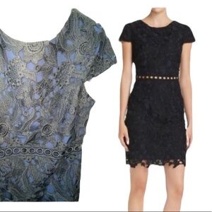 Sam Edelman Guipure Lace Dress Cap Sleeve Navy Black 6